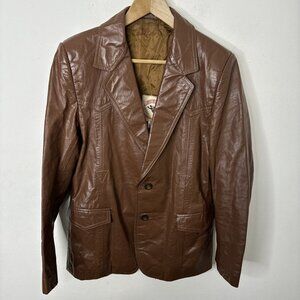 Vintage Rodeo Sportswear Men 42 / 40 Western Brown Leather Jacket Blazer 70s
